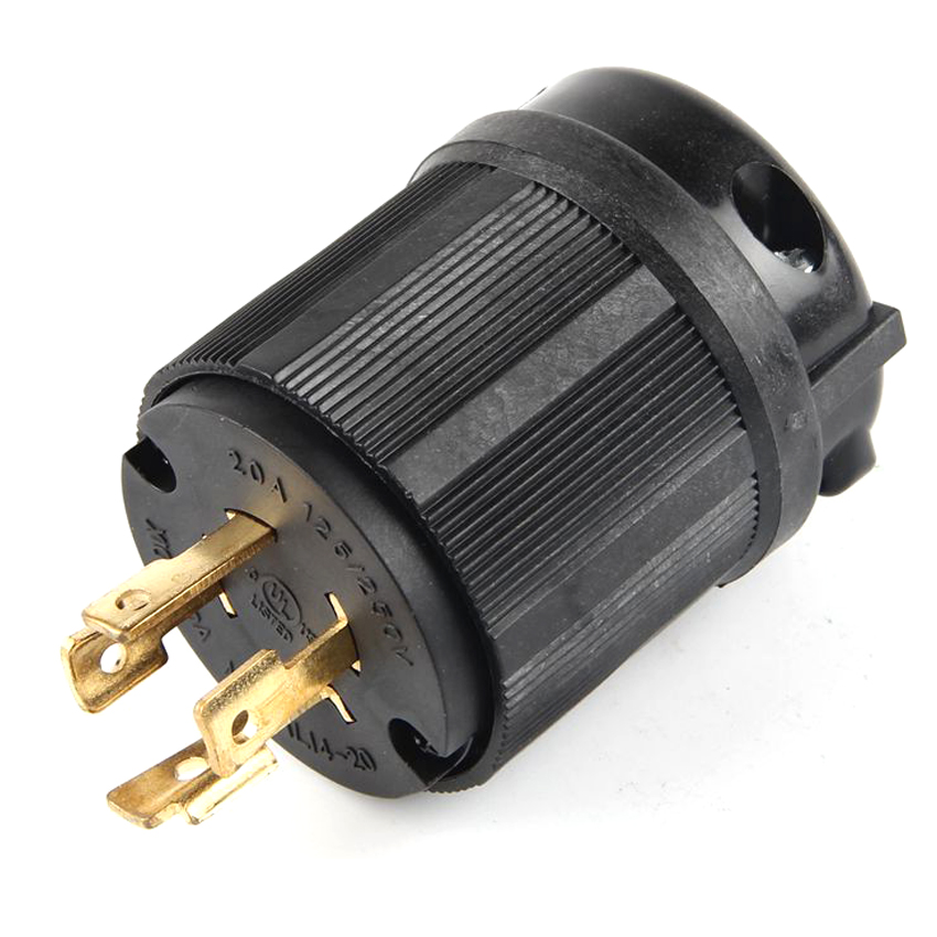 Black UL 20A 250V NEMA L14-20P L14-20R US Locked Receptacle Industry Plug Panel Socket America 4 Pole Wired Connector Plug: black