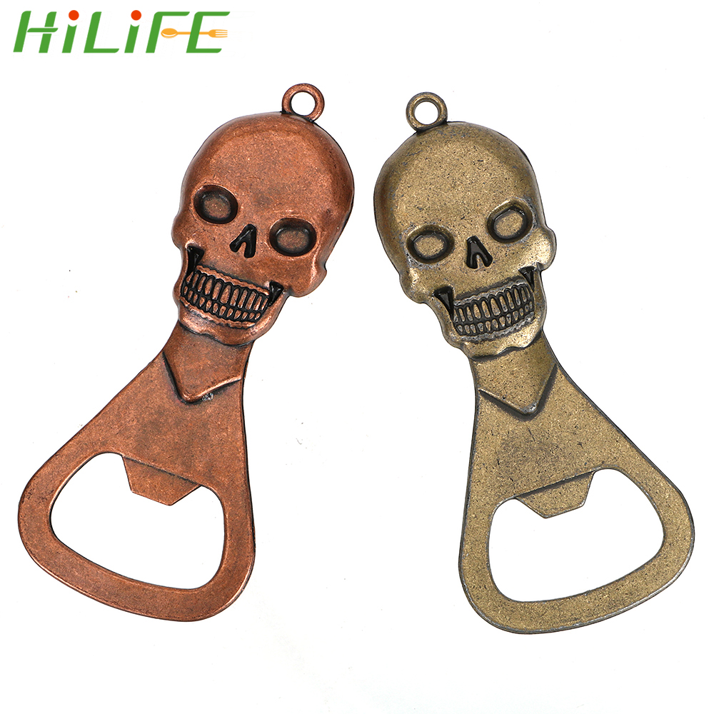 HILIFE Skelet Opener Keuken Accessoires Sleutelhanger Bier Flesopener Retro Koperen Skull Head Bar Tool Bar