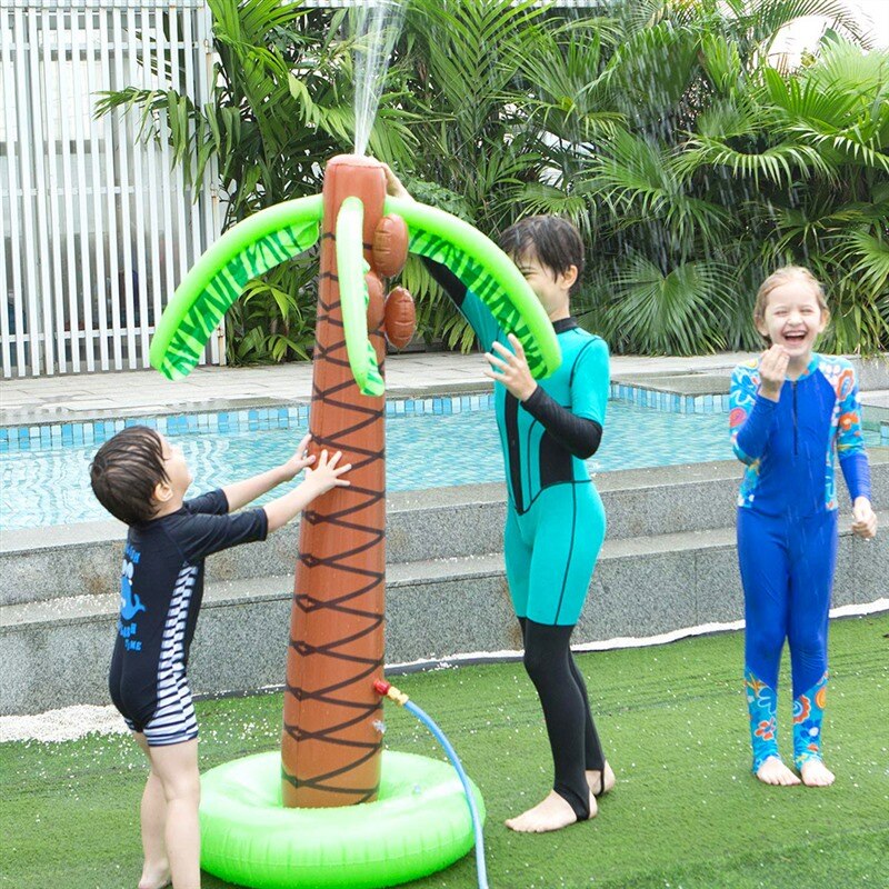 Coconut Tree Water Spray Toy for Family Games Fountain Water Sprinkler Toy Inflatable Palm Tree Spray Toys Water Play