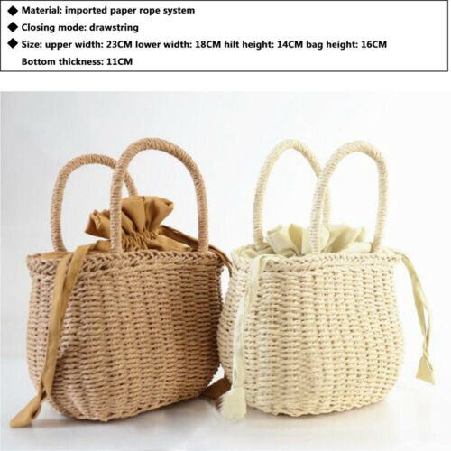 Imcute Stroh Taschen für Frauen Frauen Sommer Rattan Tasche Handarbeit Gewebt Strand Tasche Böhmen Bali Handtasche bolsos mimbre