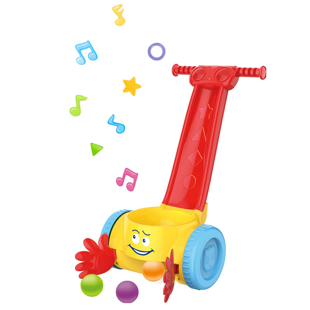 Baby scoop & whirl kuglepopper plast småbørn gåtur musik gå skub legetøj tidlig uddannelse legetøj baby rullator i 12 måneder + gammel