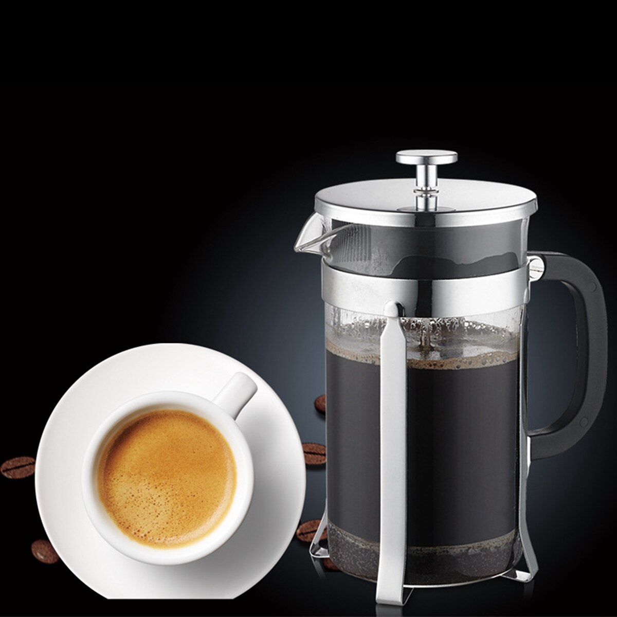 Cafetière à presse française avec 1000ml grande capacité, cafetière à main domestique résistant à la chaleur pour 5-8 Peolple Use