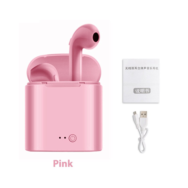 Auriculares i7s i9s tws auriculares inalámbricos con Bluetooth, auriculares estéreo 5,0 de sonido HiFi, Auriculares deportivos para llamadas de teléfono, todos los teléfonos inteligentes: i7s-Pink