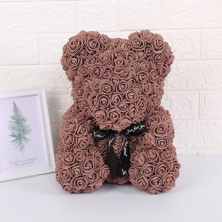 Ourson en roses artificielles, grand 40cm, ours en fleurs de polyéthylène, pour femmes, pour la saint-valentin, coffret noël mariage, décoration de maison: 13