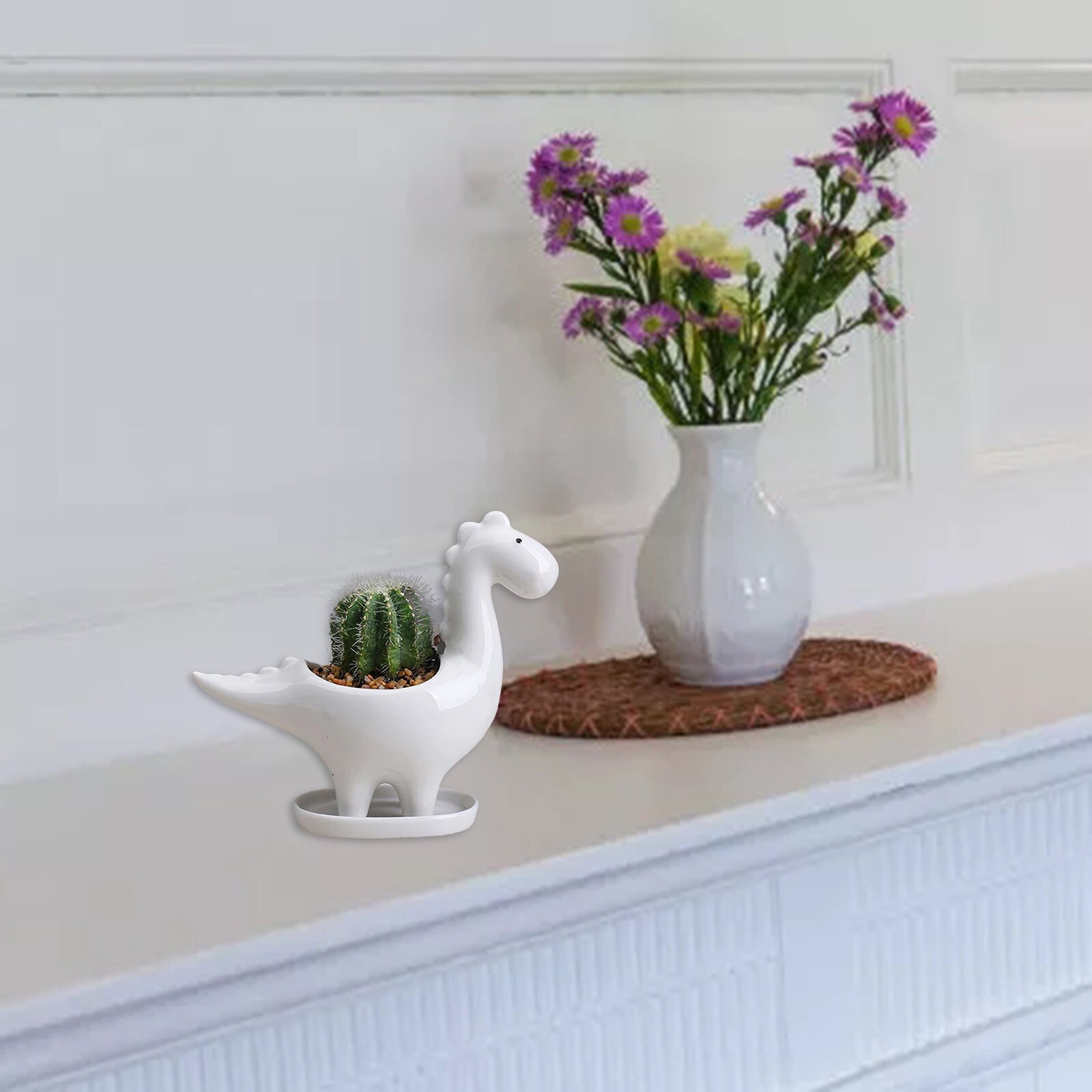 Creatieve Keramische Leuke Dinosaurus Bloempot Succulente Tuin Tafelblad Decoratie Met Lade Dinosaurus Bloempot Bloempot