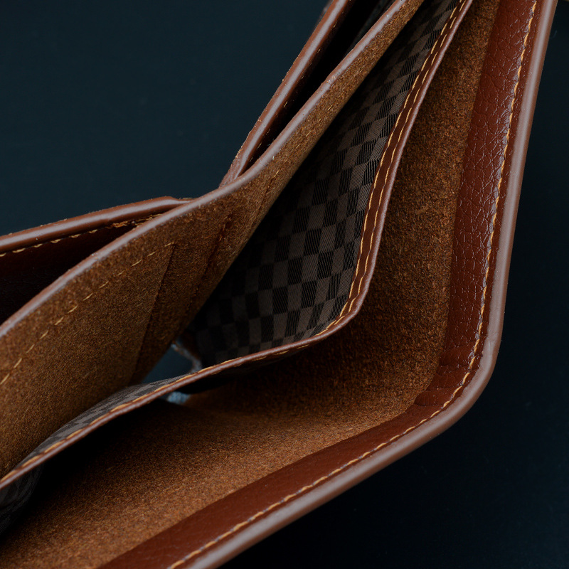 Wallet Short Men's Thin Wallet Horizontal Business Casual Lychee Pattern Retro Soft Leather Wallet