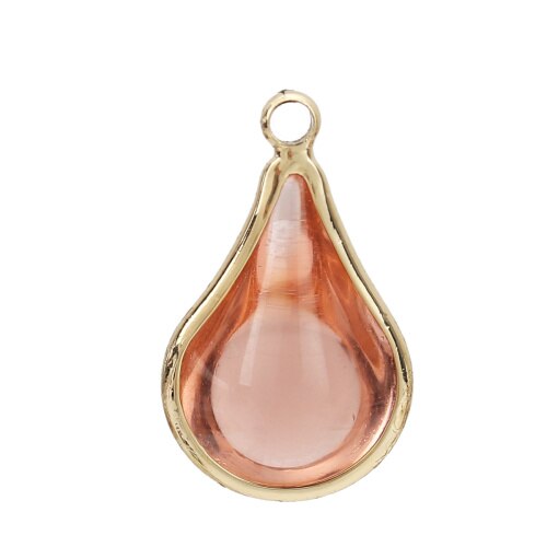 DoreenBeads Copper &amp; Glass Pendant Gold Peacock Blue Colorful Charms 18mm x10mm( 6/8&quot; x 3/8&quot;) - 17mm x10mm, 5 PcS: 9