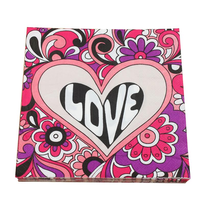 100 Vellen Liefde Hart Kleurrijke Absorberende Wegwerp Tissue Papier Voor Verjaardag Wedding Party