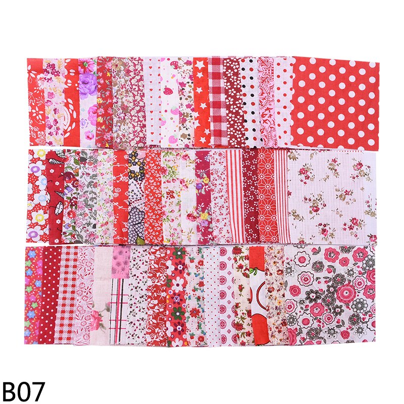 Tecidos quadrados de algodão 50 peças, 10*10cm mix tecido de patchwork costura acolchoado tecido para patchwork bordado diy feito à mão material: B07 red