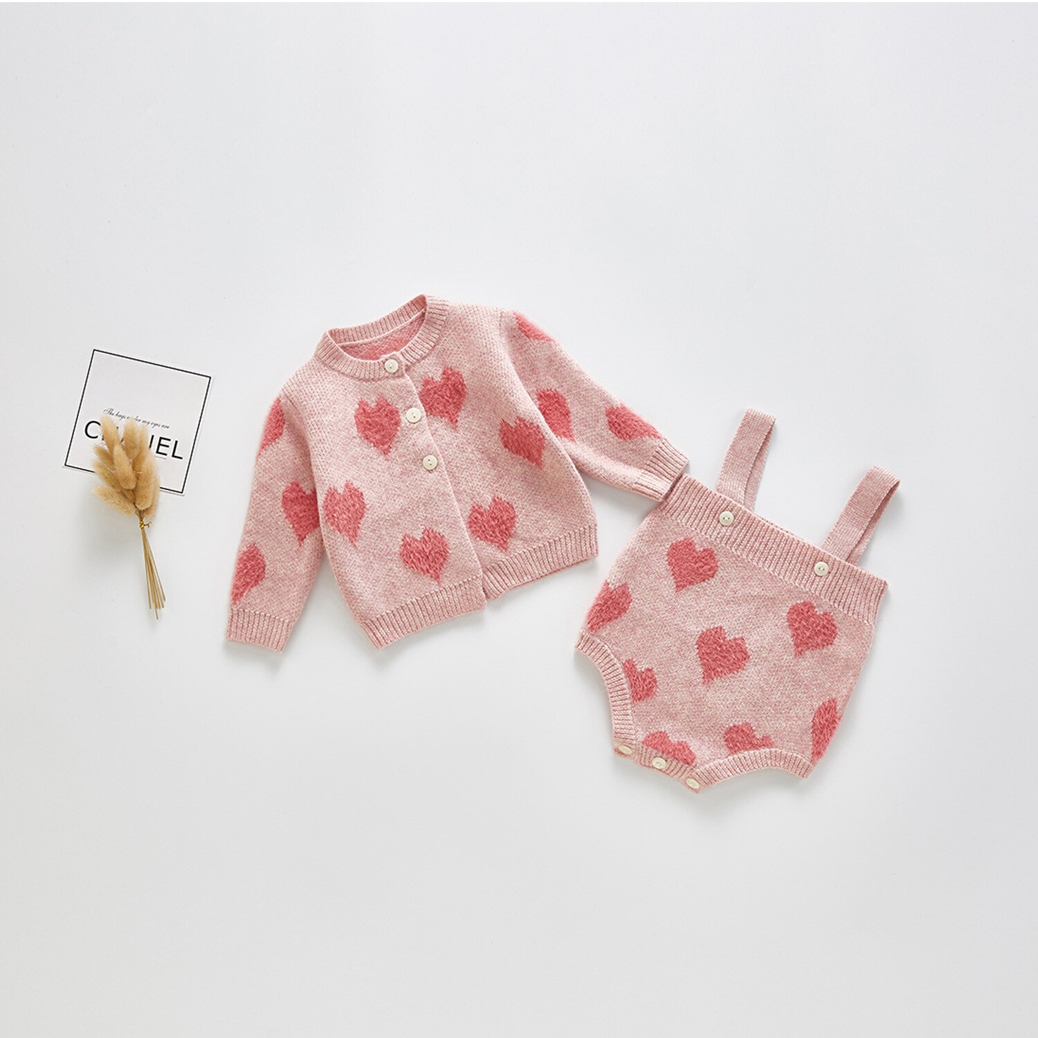 Baby Baby Meisje Hart Outfit Lange Mouwen Jas Of Bodysuit Jumpsuit Elagant Match Set