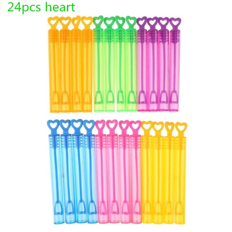 12/24Pcs Multicolor Zeepbel Flessen Liefde Hart Zeep Water Bubble Zeep Fles Buis Kinderen outdoor Speelgoed: 24pcs heart