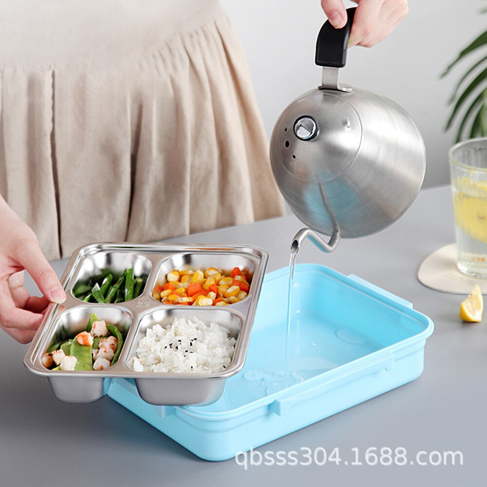 Japanse Kinderen Lunchbox 304 Rvs Bento Lunch Box Met Compartiment Servies Magnetron Voedsel Container Doos