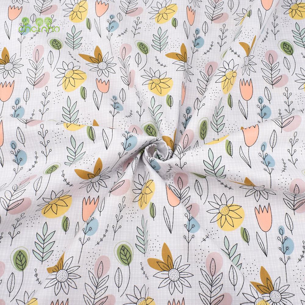 Chainho, Grijs Bloemen Serie, Gedrukt Twill Katoen Stof, patchwork Doek Voor Diy Naaien Quilten Baby & Kind Materiaal, 100x160cm