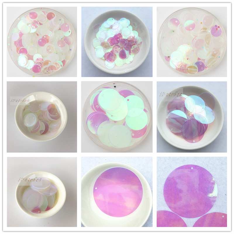 6/8/10mm/15/20/25/30 mm transparante ab kleur grote pailletten pvc platte ronde pailletten pailletten naaien bruiloft knutsel met 1 gat