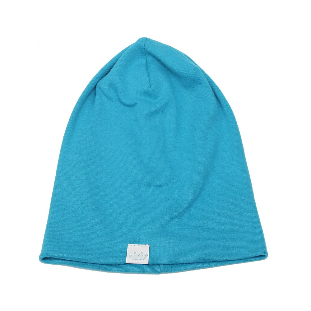 14 kleuren baby kindermutsen gebreide muts baby jongen meisje katoen zachte warme muts voor baby kinderen 1-8 jaar accessoires: Pauwblauw