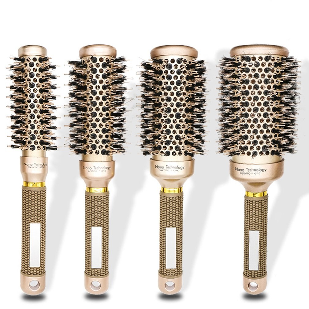 Rouleau brosse à cheveux ronde peigne brosse outil de soin des cheveux poils naturels brosse à cheveux bouclés peigne moelleux brosse de coiffure