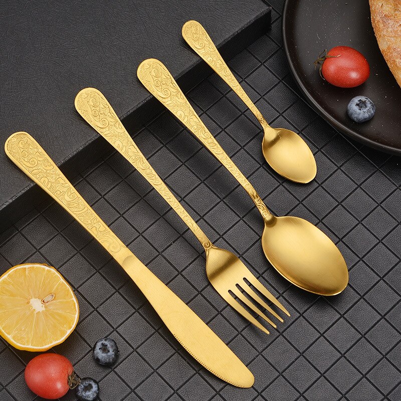 Ensemble de couverts en acier inoxydable de , couteau, fourchette, cuillère, soulagement du Steak, décoration de cuisine à domicile, pour amis