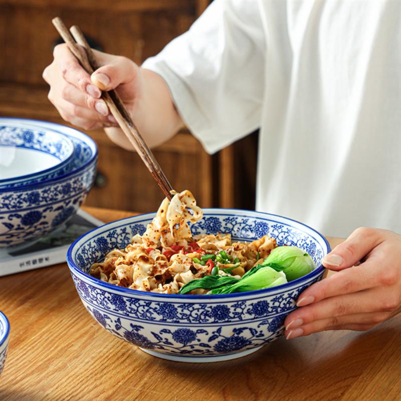 7/8inch Chinese Style Ceramic Bowls Blue And White Porcelain Bowl Instant Noodle Ramen Soup Bowls Kitchen Tableware
