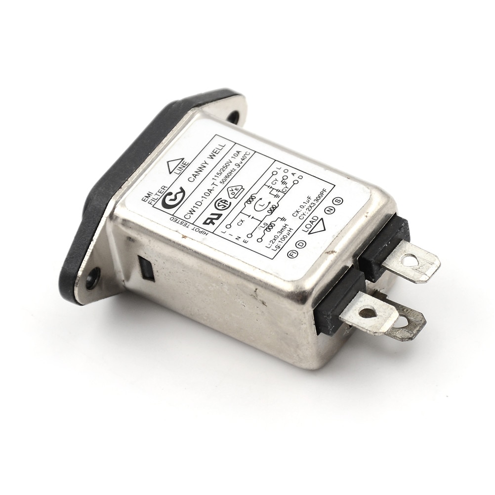 1 Uds. De filtro EMI RFI, supresor de CW1D-10A-T, línea de alimentación, filtro de ruido AC 250V 10A