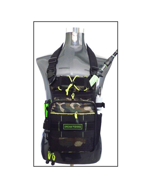 DREAM FISHING 17*6*22cm Multifunctional Fishing Tackle Bags + 17.5*15.5*3.5cm Fishing Box Storage Case Chest Bag Waist Leg Pack: Camo