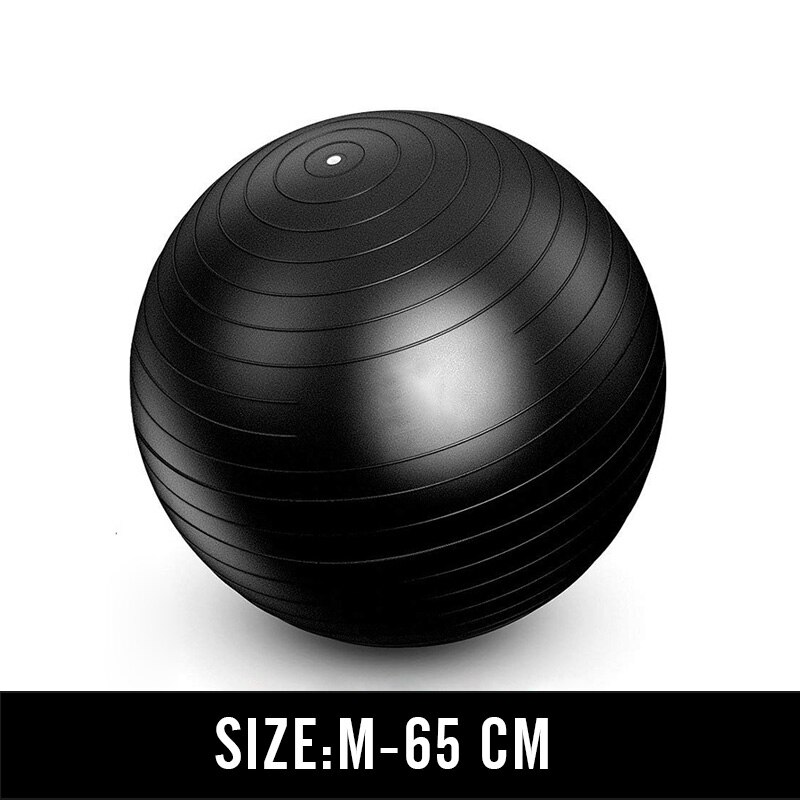 55cm-75cm Yoga Balls Thicken PVC Men Anti Burst Exercise Gym Fit Pilates Fitness Balance Stability Training Fitball: Black 65cm