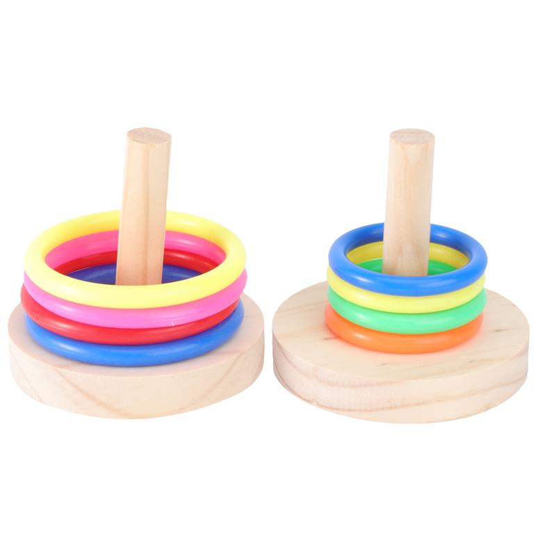 2 Sets Wooden Interactive Parrot Toys Parrot Ring Toys for Parrot