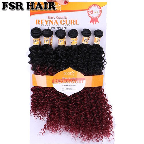 Reyna curly ombre hiusnippu mutkaiset kiharat hiukset kudos 16-20 tuumaa 6 kpl yksi setti afrokiharat synteettiset hiuspidennykset: T1-99j