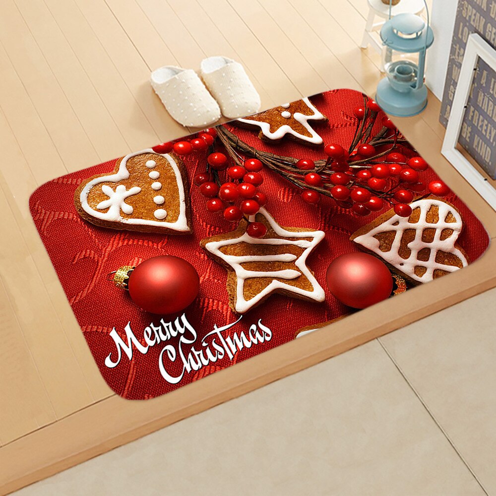 Santa dør gulvmåtte jul område tæppe køkken soveværelse mat tæppe dekor: Hvid