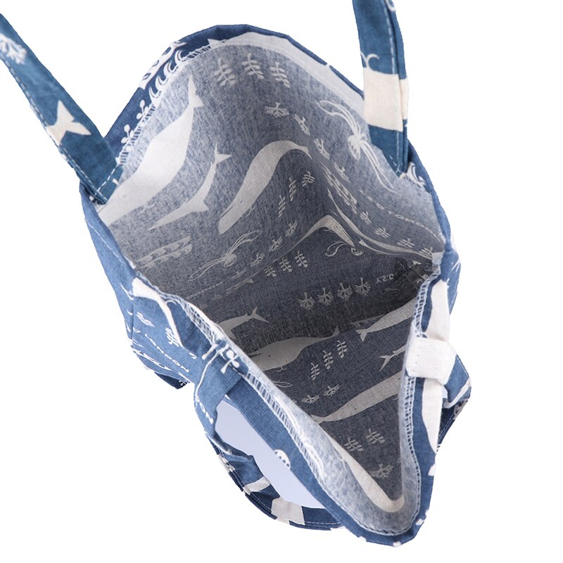 Durable 1 couche pas de doublure coton lin Shopping fourre-tout 1PC sac à bandoulière de transport imprimer baleine poulpe mer vie sacs à provisions