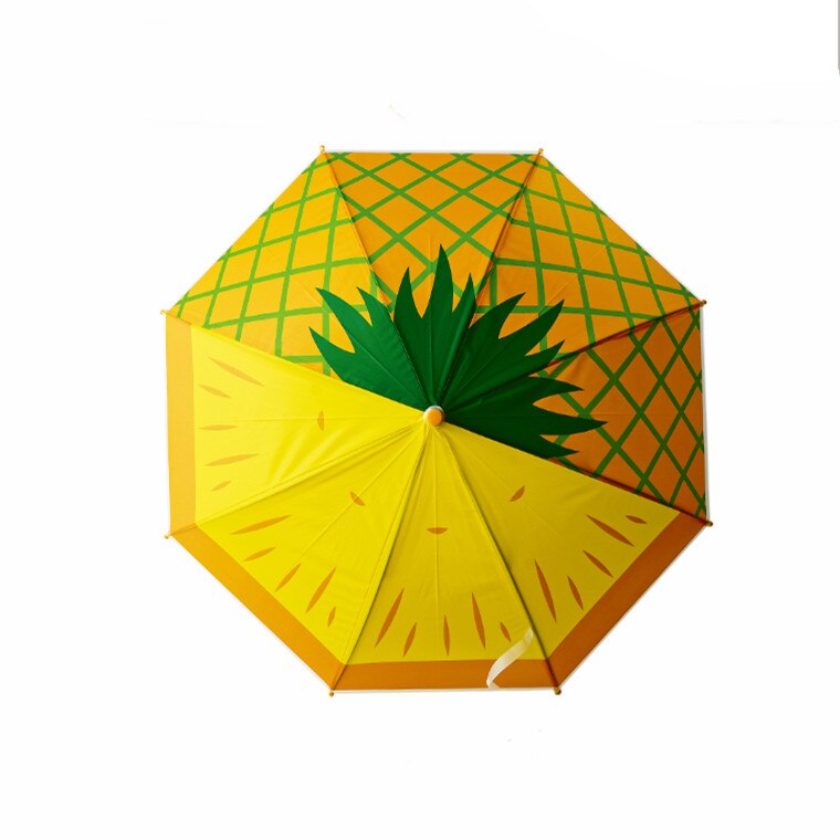 Automatic Straight Umbrella Children Cartoon Cute Fruit an Umbrella Lightweight Children Whistle: Pineapple