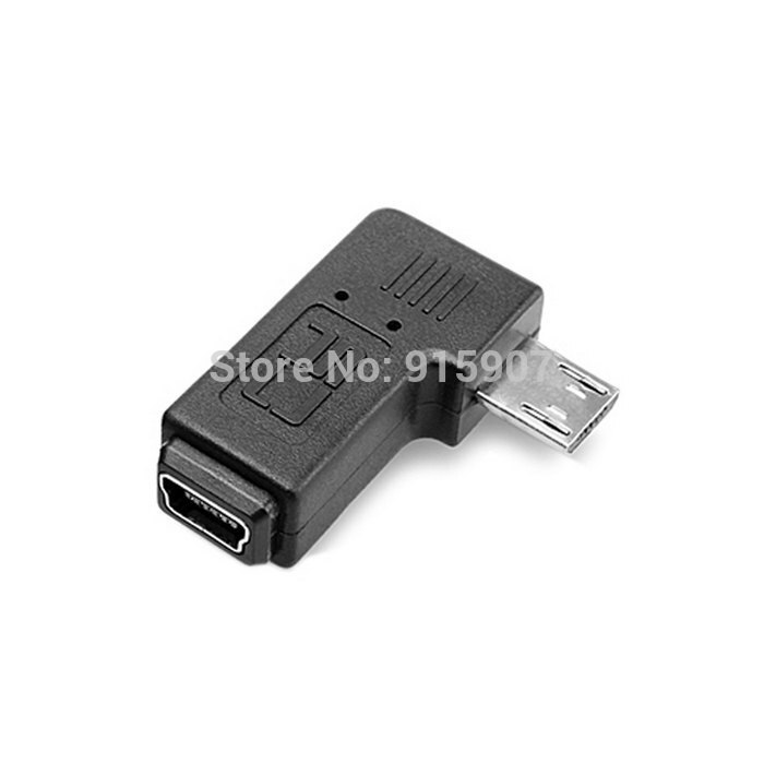 Zihan 9mm Long Connector 90 Degree Right Angled Micro USB 2.0 5Pin Male to Mini USB Female Extension Adapter