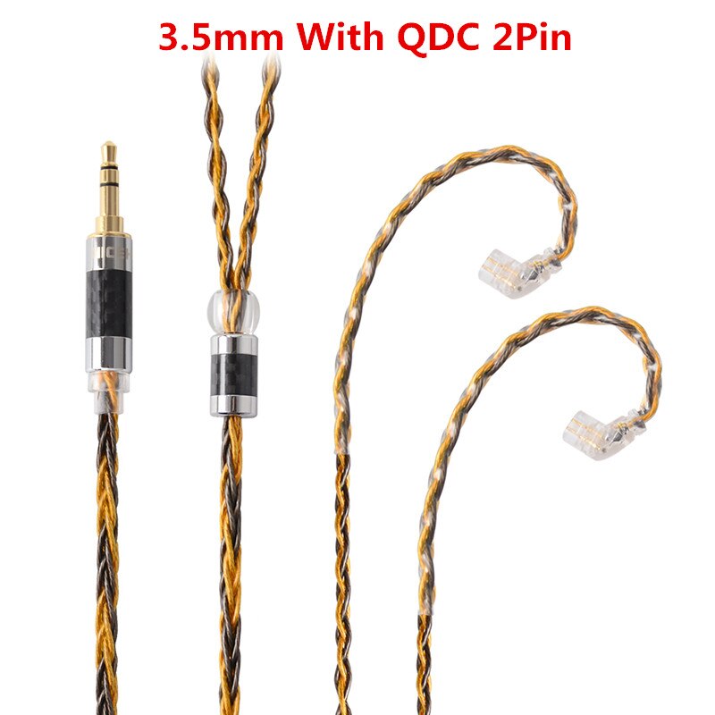 Nicehck  c8-1 8 core verzilverde 2.5/3.5/4.4mm gebalanceerde kabel  to 0.75 0.78 2 pin/mmcx connector hifi upgrade kabel voor  db3 tfz: 3.5 met qdc 2- pins