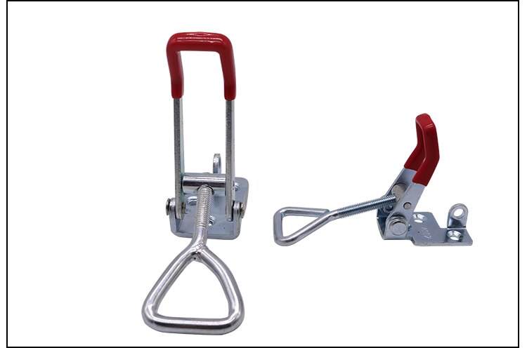 1 PCS Adjustable Toggle Latch Catch Hasp Cabinet Boxes Lever Handle Clamp Hasp Toggle Latch Catch Lock Silver+Red