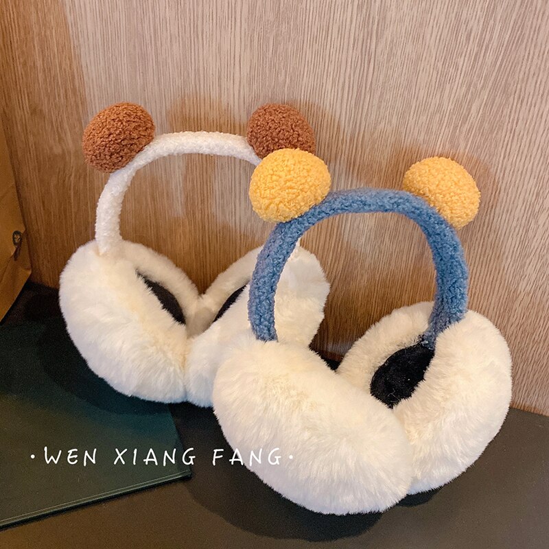 Foldable Kawaii Winter Cold Protection Earmuffs Ladies Cute Christmas Headband Earmuffs Thick Warm Plush Earmuffs Snow Keep Warm