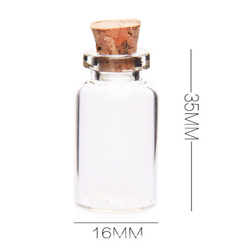 Mini bouteille de vœux bocaux en verre vide 5-10 pièces 50ml/20ml/15ml bricolage bouteille à dérive pour de décoration de mariage avec bouchon en liège: 16x35mm / 10 pcs