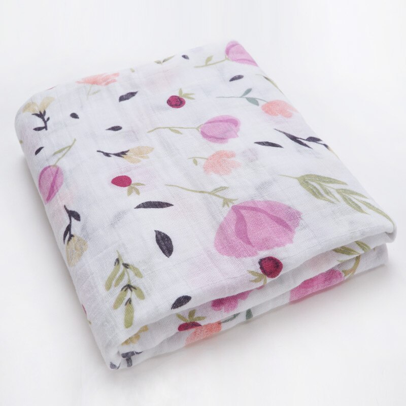 Fashionable Cotton Baby Blankets Newborn muslin Baby Swaddle Wrap Soft Infantil Receiving Blanket baby bed Stroller Accessories: Pink flower