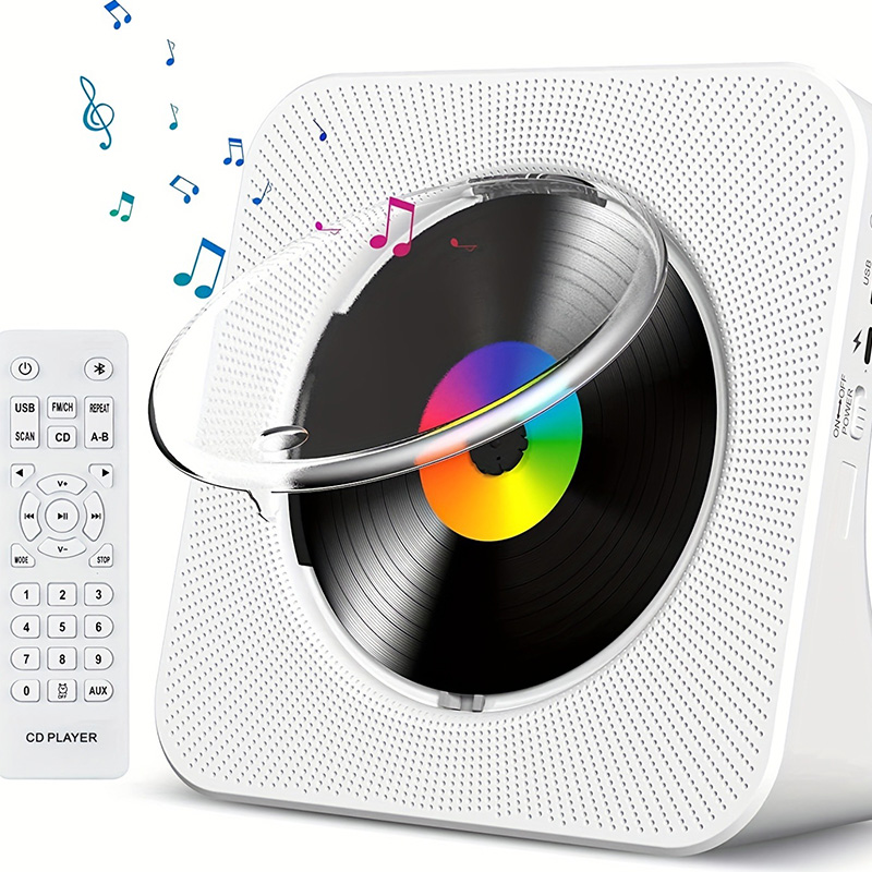 Rechargeable CD Player Bluetooth Speaker Stereo with Infrared Remote Control AUX USB FM Radio Support CD/CD-R/CD-RW Music Player