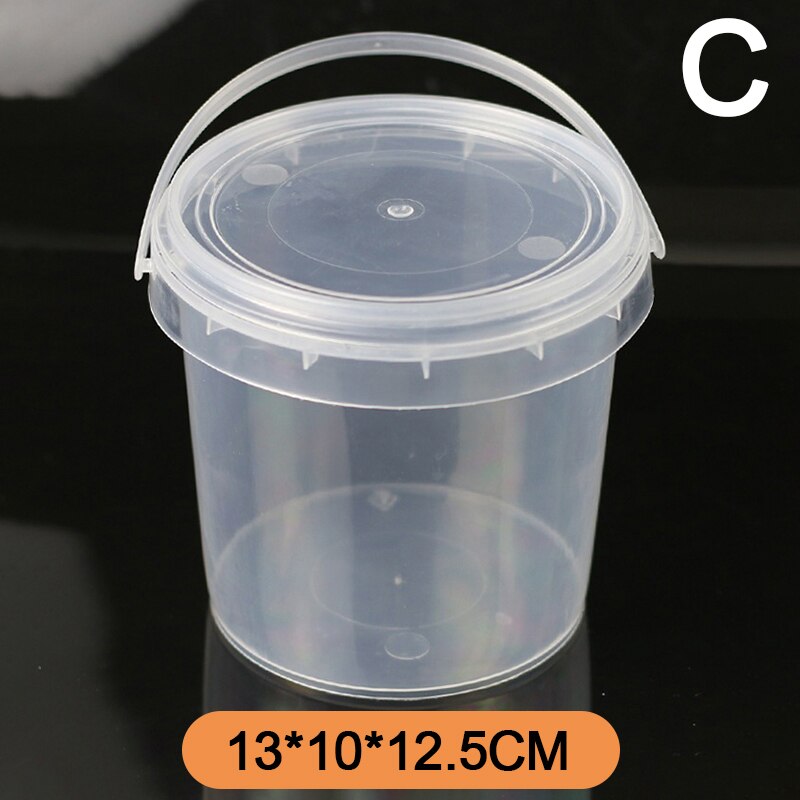 Transparent Plastic Bucket with Handle and Lid Good Sealing Storage Container Portable Laundry Condensation Bead Storage Box: C