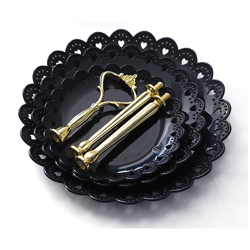 Soporte de 3 capas para pastel de dulces, mesa de postre para de boda, plato de fruta, bandeja Retro, soporte de platos, bandeja de postre escalonada de plástico