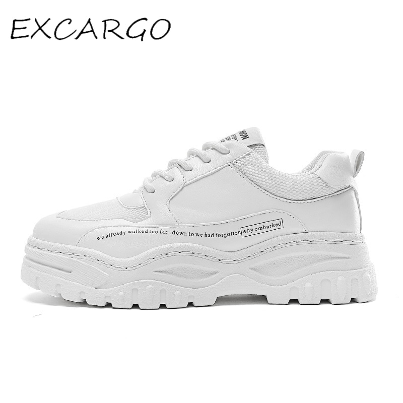 Excargo skor herr vita sneakers platå höst skor för män chunky sneakers svarta andas bekväma