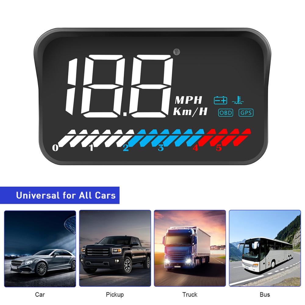 Mest populære diagnoseværktøjer obd+gps  m7 bil hud head up display med blænding skjold 3.5 tommer