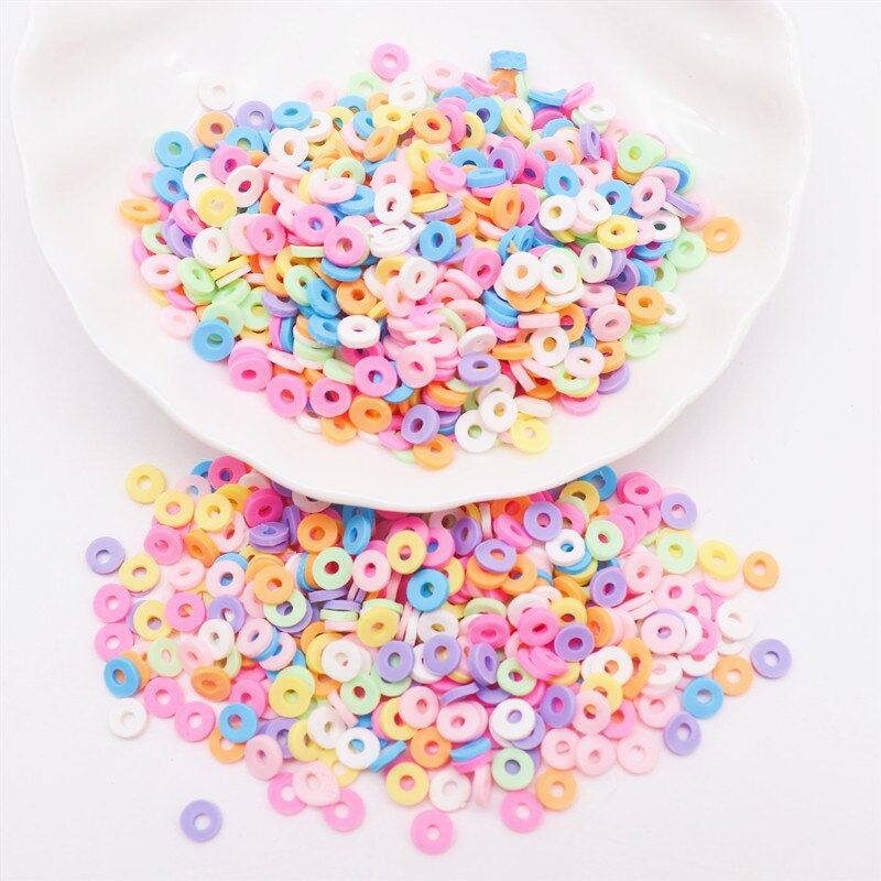 Flat Round Polymer Clay Beads Chip Disk Loose Spacer Handmade Boho Slice Beads For DIY Jewelry Making Bracelets