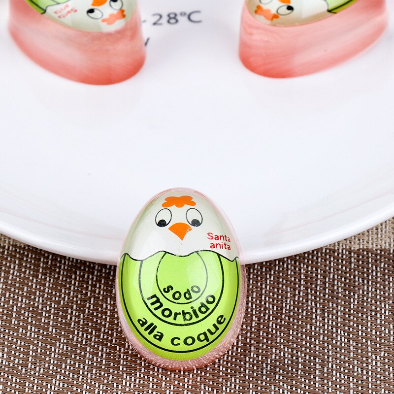 1pcs Egg Perfect Color Changing Timer Yummy Soft Hard Boiled Eggs Cooking Kitchen Eco-Friendly Resin Egg Timer Red timer tools: Green