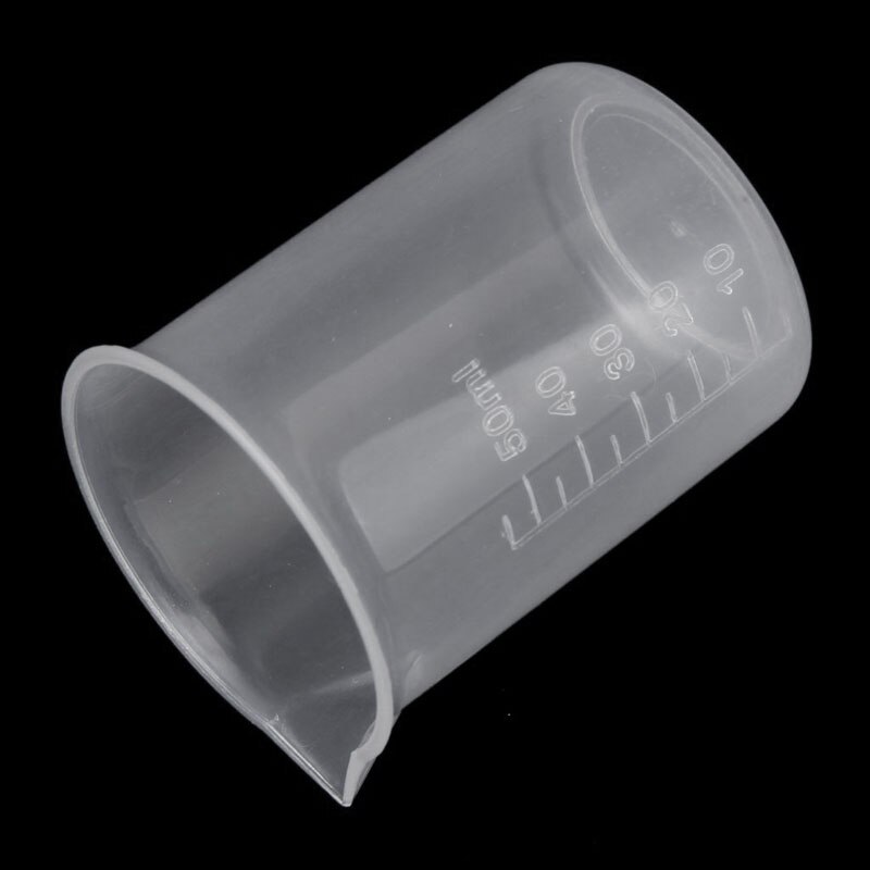50mL Graduated Beaker Clear Plastic Measuring Cup Practical Office School Laboratory Supplies JA55