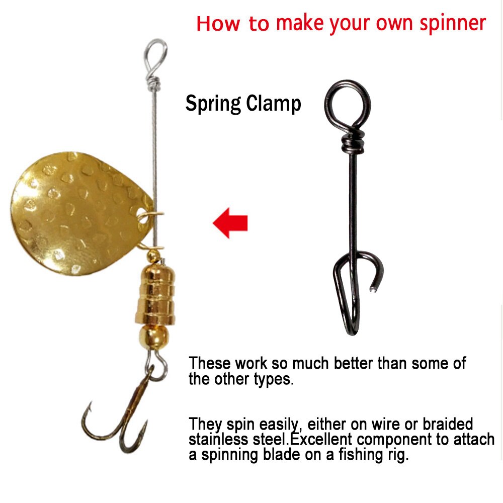 100Pcs/Set Fishing Spring Clip Snap Clamp Buckle Pins Stainless Steel Fishing Swivel Snaps Spring Connector Bass Fishing Tackle