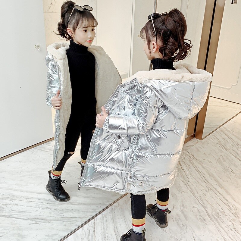 -30 Russian Winter warm Plus thick velvet Jacket for Girl Clothes Parka Hooded Coat Waterproof snowsuit Kids Outerwear