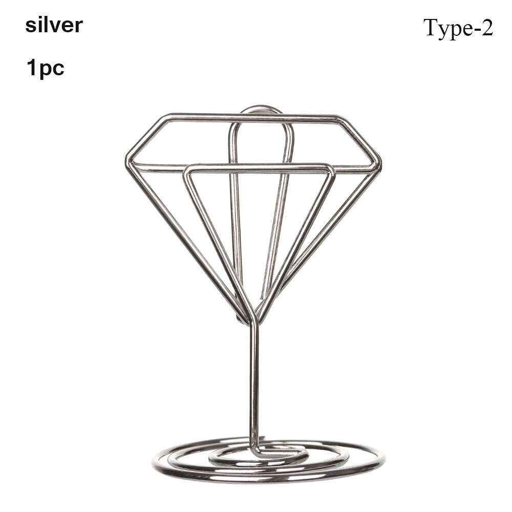 Clear Crystal Diamond Place Card Holder Romantic Heart Shape Photo Clip Table Number Stand Wedding Christmas Party Supplies: silver 2-2
