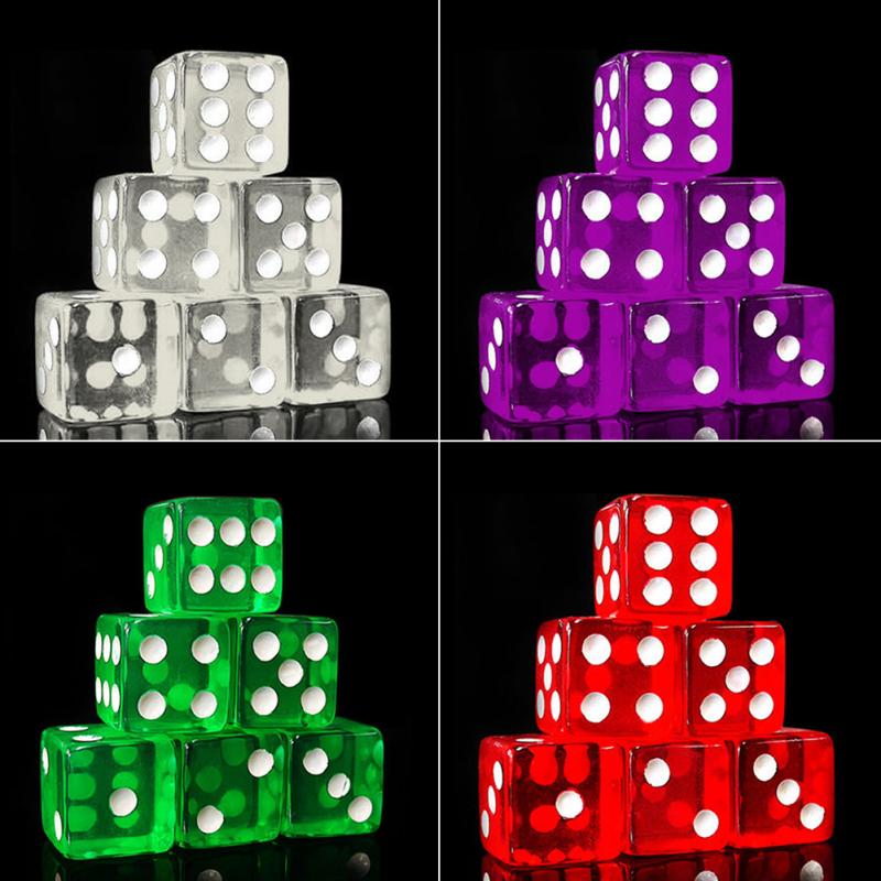 10Pcs 16mm Cubic Transparent Colorful Exquisite Dice Collection Decoration Game Dice Dices #16