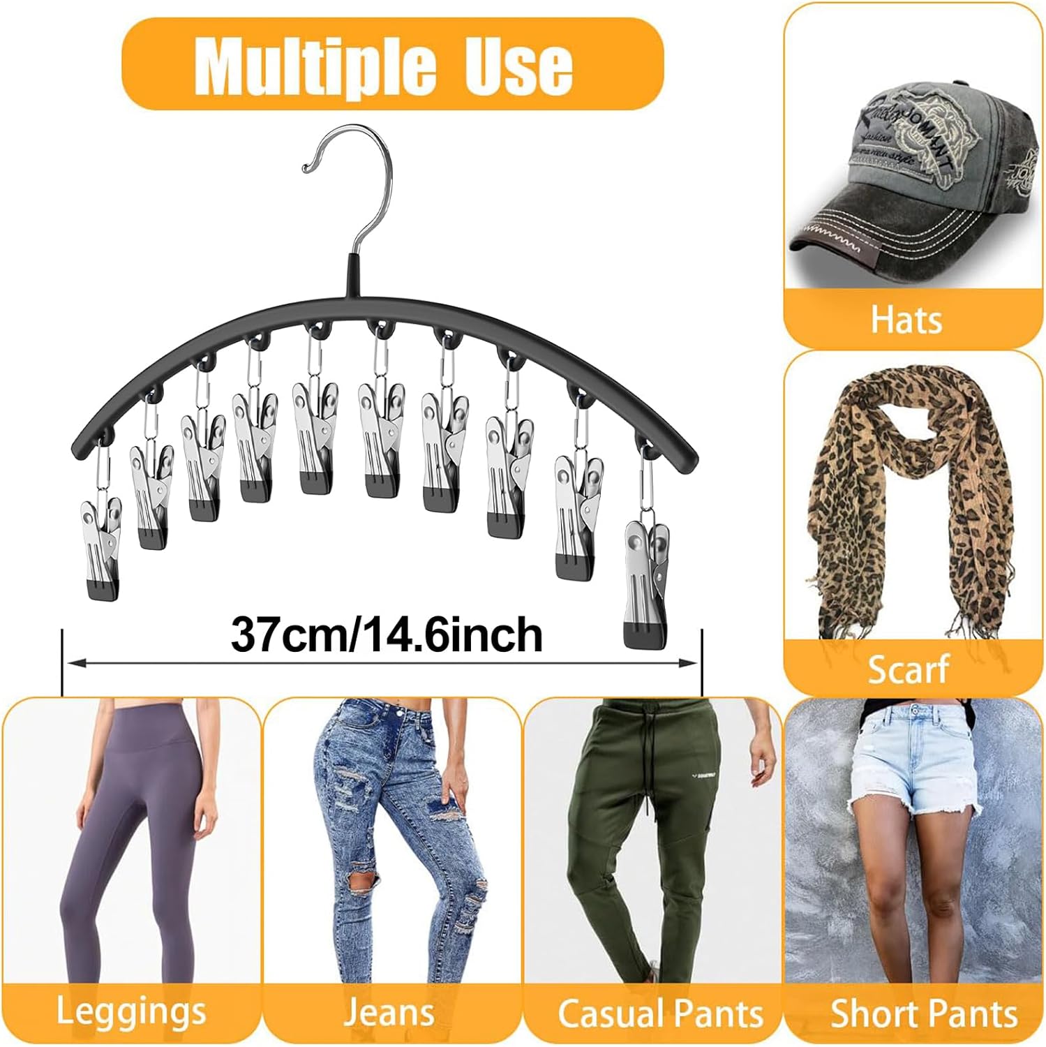 1/2/3PCS Legging Organizer for Closet, Pants Hangers with10 Clips Holds Space Saving Hanging Closet Organizer