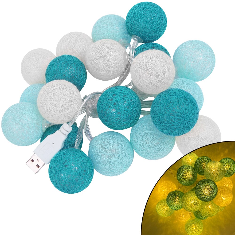 Baumwolle Ball LED Lichterketten 20 LEDs Batterie Betrieben Und USB Powered für Ostern Halloween Weihnachten Partei Wohnkultur: Tiff / By USB